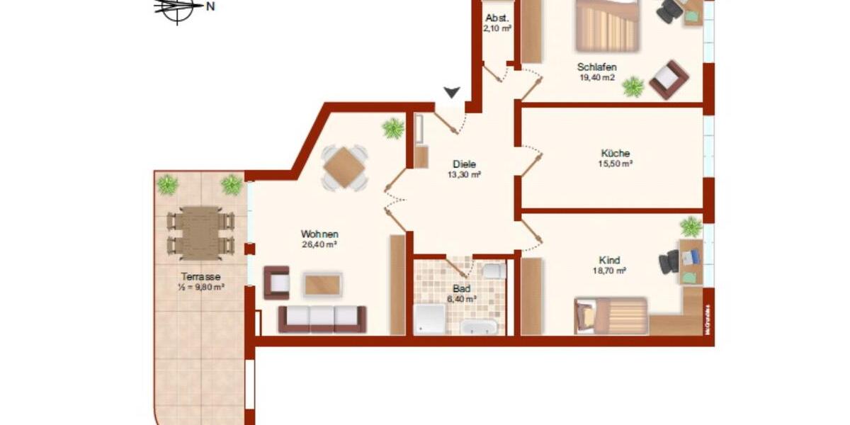 Erdgeschoßwohnung Leipzig Süd - 3 Zimmer, 110 m&sup2;, 395.000&euro; | Angebot:25324591