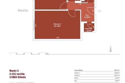 Wohnung zum Mieten in Glinde 661,44 € 55.12 m² 2 zimmer