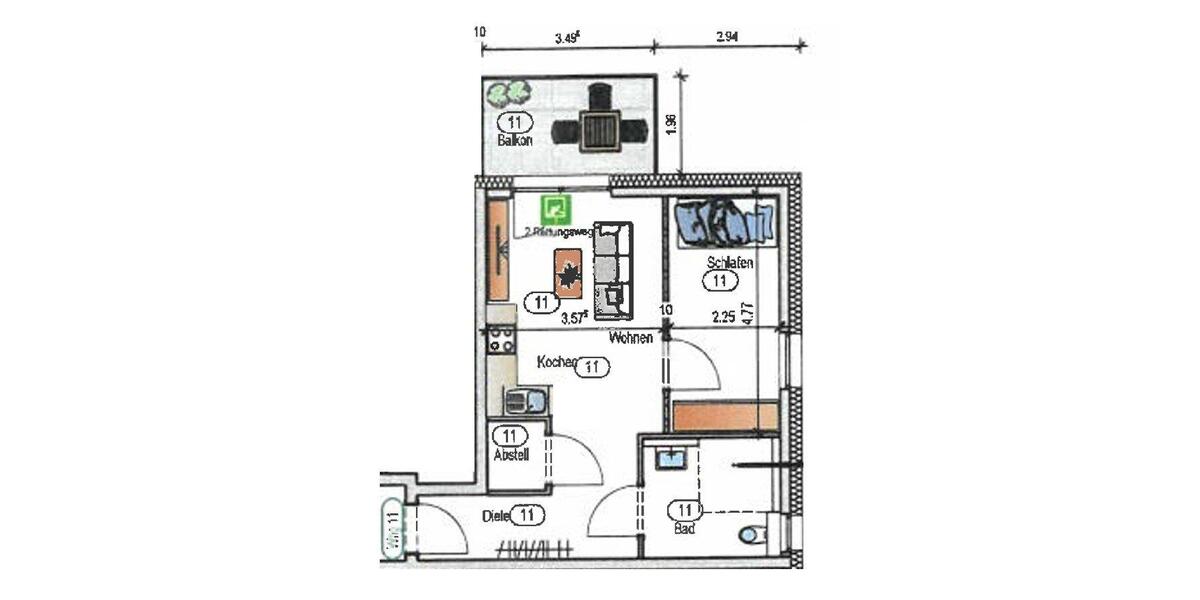 Etagenwohnung Ellwangen (Jagst) - 2 Zimmer, 47 m&sup2;, 690&euro; | Angebot:26313649