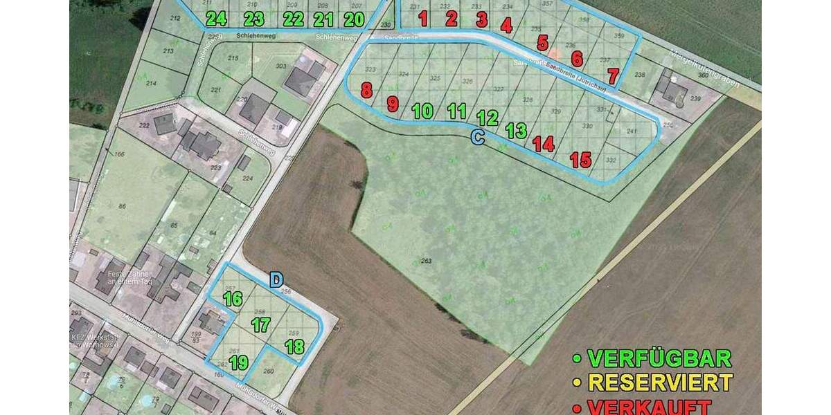 Baugrundstücke bei Dessau-Roßlau: 13 Parzellen von 415-882 m² einzeln oder gesamt verfügbar zimmer