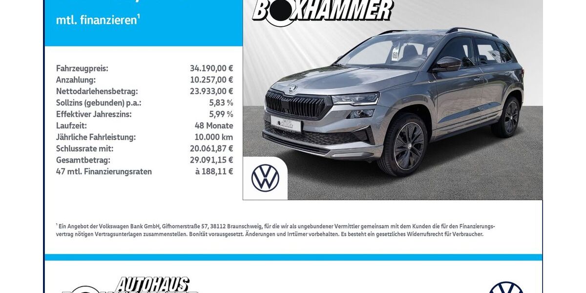 Skoda Karoq 16.990 km 34.190 &euro; Bad Aibling 83043