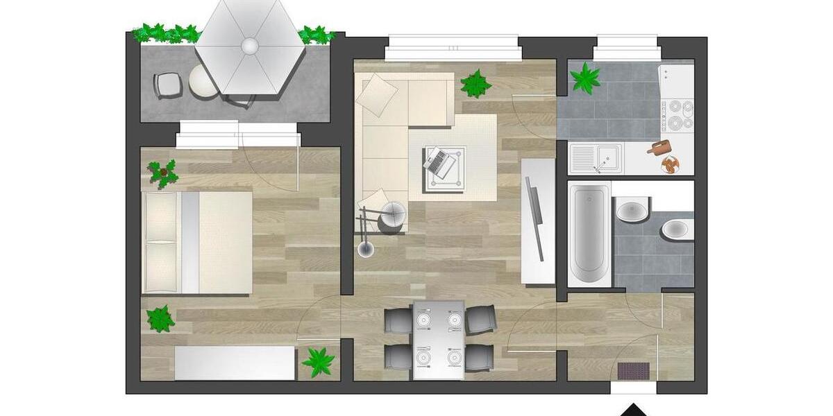 Erdgeschoßwohnung Chemnitz Adelsberg - 2 Zimmer, 44 m&sup2;, 250&euro; | Angebot:26682179
