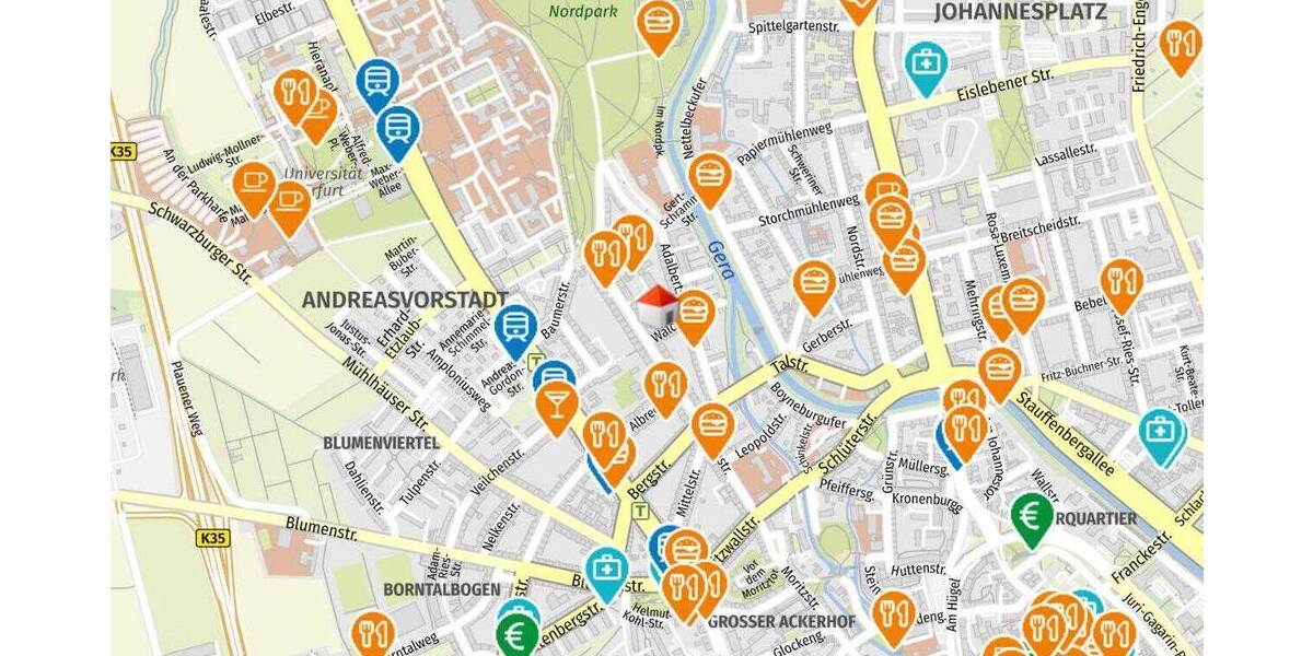 Etagenwohnung Erfurt Andreasvorstadt - 2 Zimmer, 47 m&sup2;, 530&euro; | Angebot:26835469