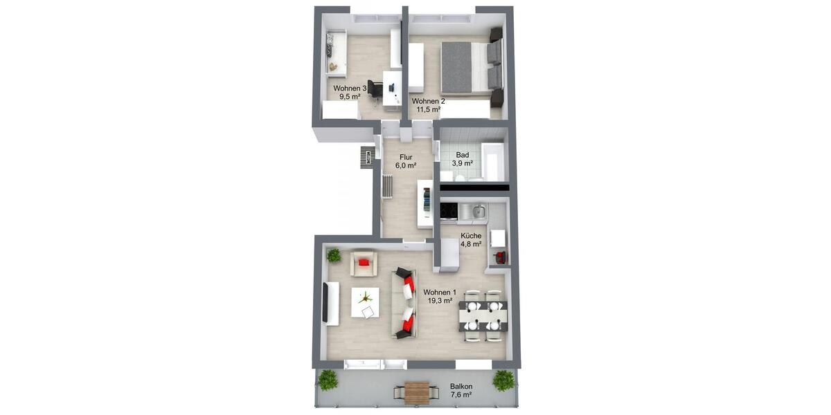 Etagenwohnung Schwedt (Oder) - 3 Zimmer, 59 m&sup2;, 356&euro; | Angebot:25474197
