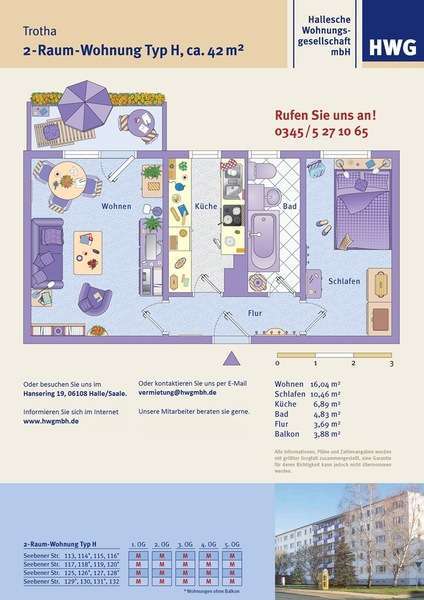 Wohnung zum Mieten in Halle 280 € 41.49 m²
