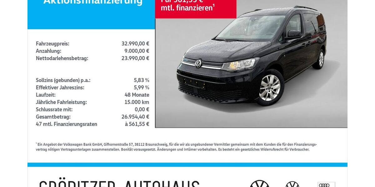 VW Caddy Maxi 52.250 km 32.989 &euro; Gröditz 01609