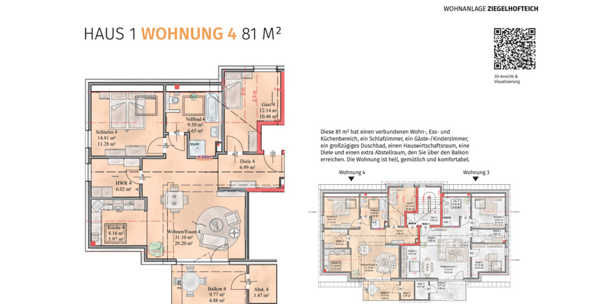 Etagenwohnung Heide - 3 Zimmer, 81 m&sup2;, 351.500&euro; | Angebot:26156109