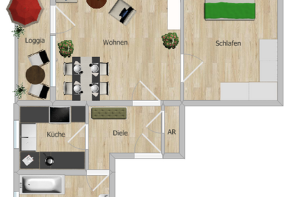 Gut vermietete 2 Zimmer-Mansardenwohnung mit Loggia und Stellplatz in ruhiger Wohnlage RH-Nord - Wohnung Roth | Angebot:25281237