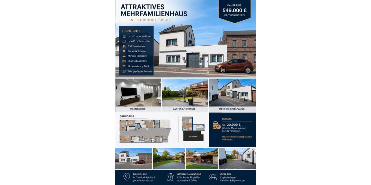 Mehrfamilienhaus, Wohnhaus Troisdorf Altenrath - 9 Zimmer, 200 m&sup2;, 549.000&euro; | Angebot:26778729
