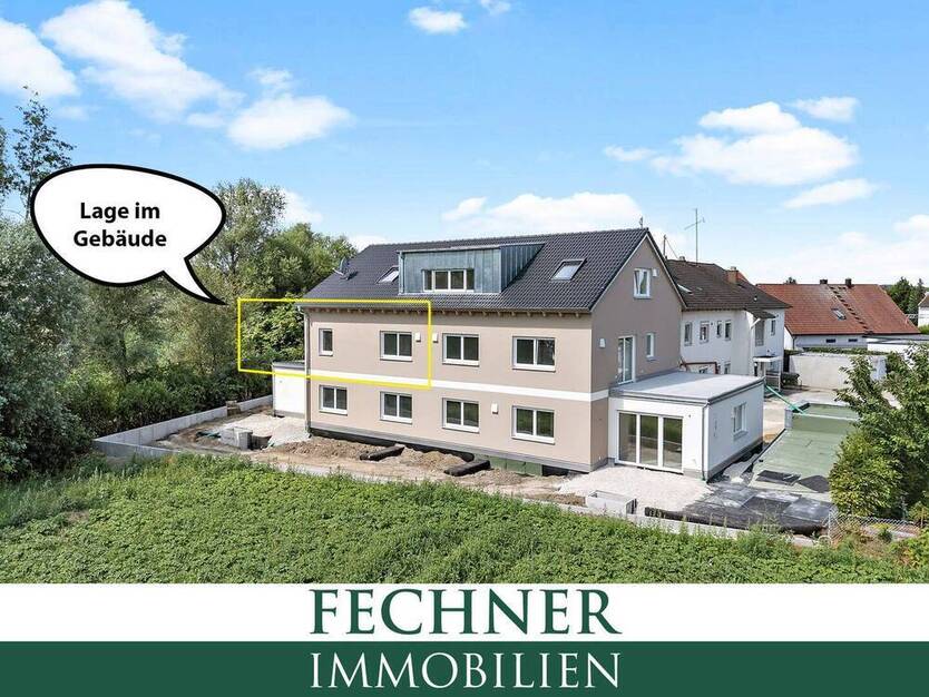 NEUBAU: Ingolstadt-Süd (Hundszell) 2-ZKB-Wohnung (1. OG, Aufzug) mit Süd-Dachterrasse (27,12m²)!