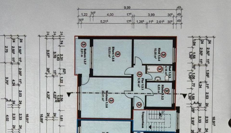 Etagenwohnung Lüneburg Ebensberg - 3 Zimmer, 65 m&sup2;, 269.999&euro; | Angebot:26563327