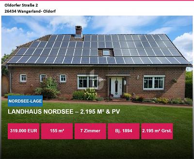 LANDHAUS NORDSEE  2.195 M² & PV - Einfamilienhaus Wangerland | Angebot:27257934
