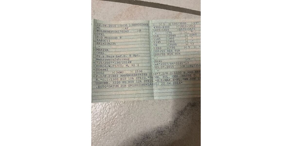 Opel Meriva 105.000 km 8.200 &euro; Ruppertshofen 56357