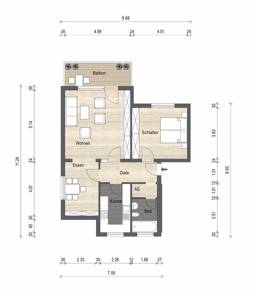 Ansprechende 2,5 Z. Eigentumswohnung mit Balkon und Fahrstuhl