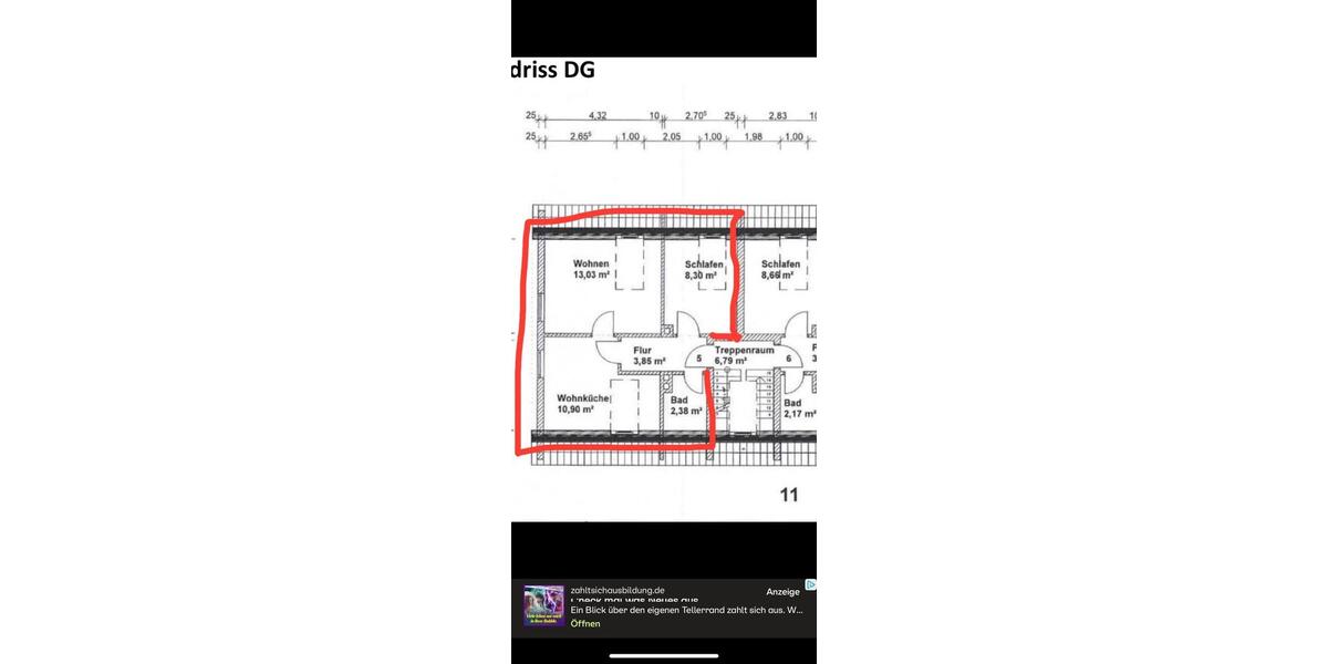 2 ZKB Fuldatal Ihringshausen Dachgeschoss zimmer