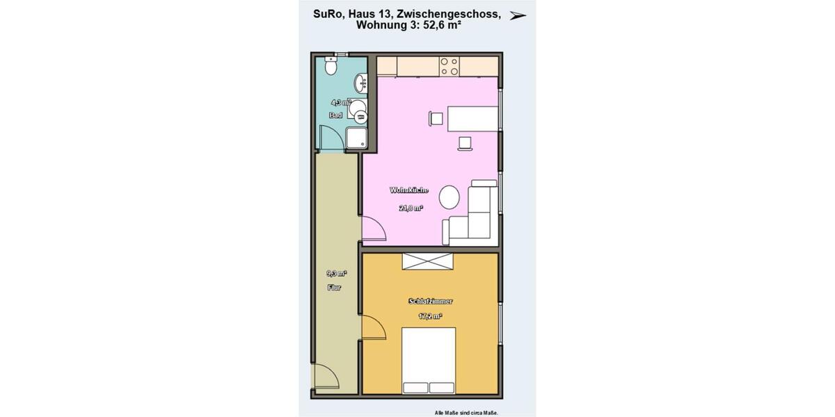 Etagenwohnung Sulzbach-Rosenberg Rosenberg - 2 Zimmer, 53 m&sup2;, 500&euro; | Angebot:26693070