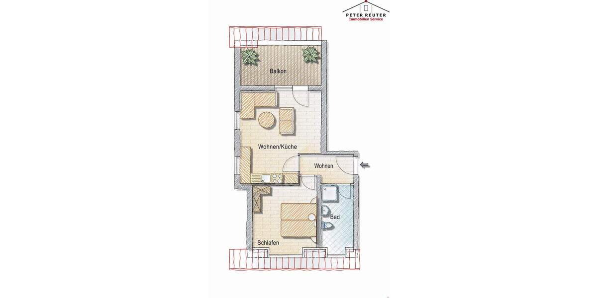Etagenwohnung Adelsdorf - 2 Zimmer, 54 m&sup2;, 291.000&euro; | Angebot:25741962