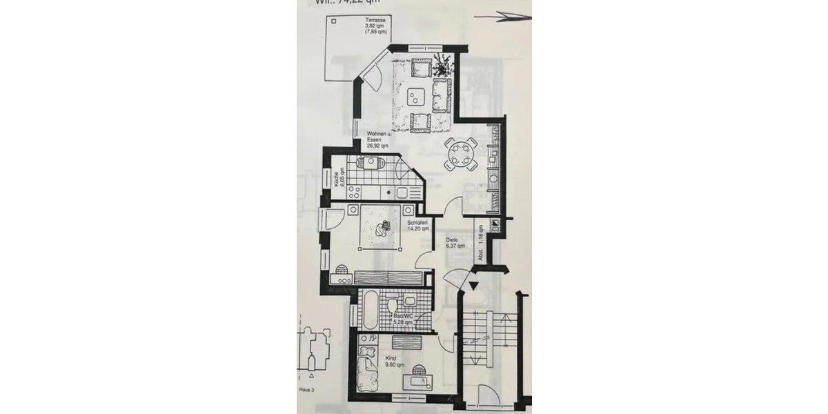 Erdgeschoßwohnung Münster Berg Fidel - 3 Zimmer, 78 m&sup2;, 1.090&euro; | Angebot:26660518