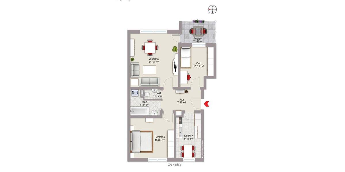 Etagenwohnung Königsbrunn - 3 Zimmer, 73 m&sup2;, 325.000&euro; | Angebot:26822054