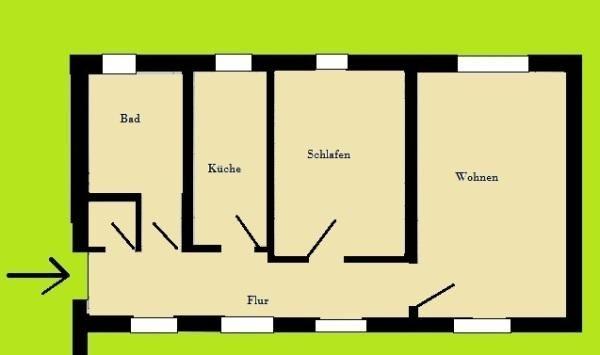 Etagenwohnung Hirschfeld - 2 Zimmer, 53 m&sup2;, 318&euro; | Angebot:26373510