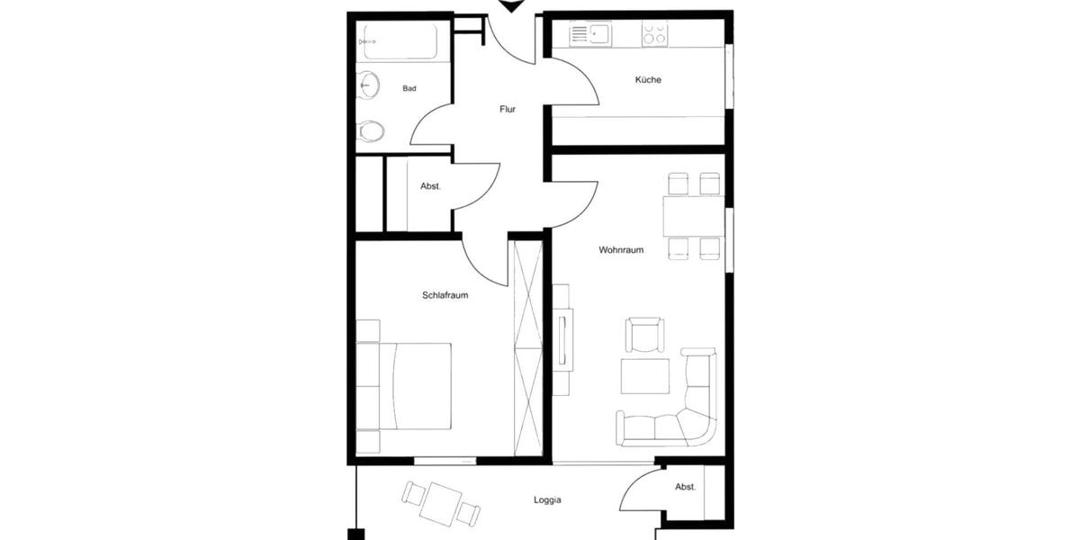 Etagenwohnung Reutlingen - 2.5 Zimmer, 56 m&sup2;, 219.000&euro; | Angebot:26889124