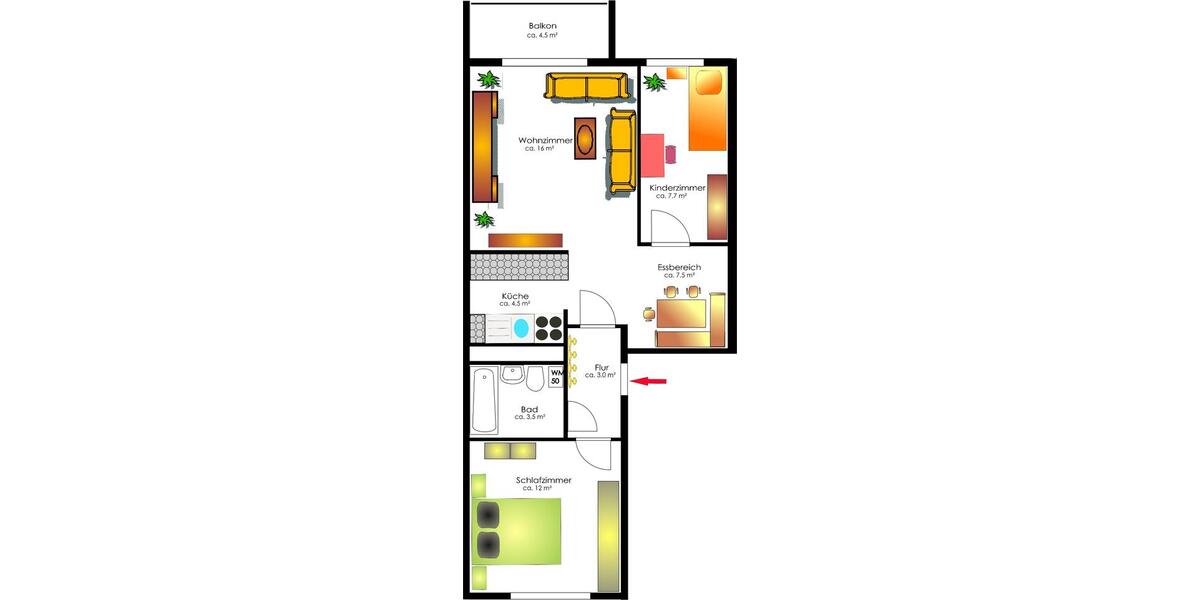 Etagenwohnung Oberlungwitz - 3 Zimmer, 56 m&sup2;, 351&euro; | Angebot:26677014