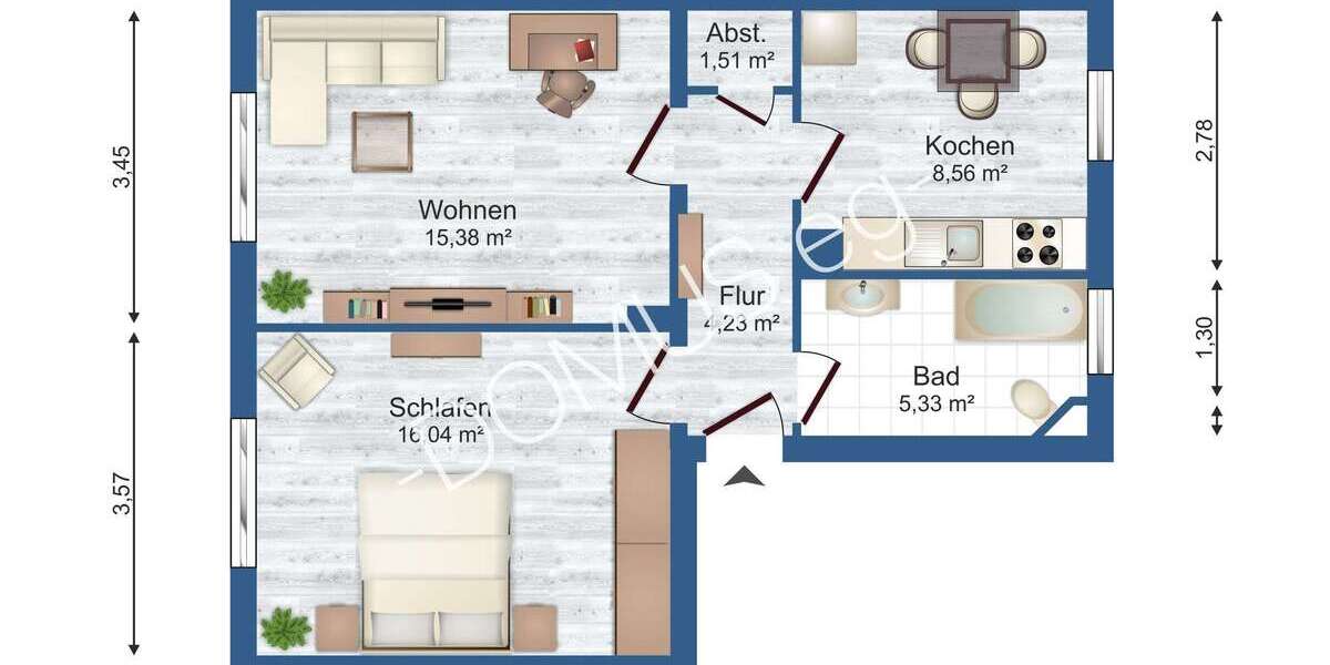 Schicke 2 Zimmer Wohnung mit Einbauküche! - Appartement Elstra Kriepitz | Angebot:24485028