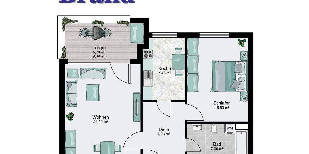 Etagenwohnung Wardenburg Hundsmühlen II - 2 Zimmer, 62 m&sup2;, 199.000&euro; | Angebot:23953600