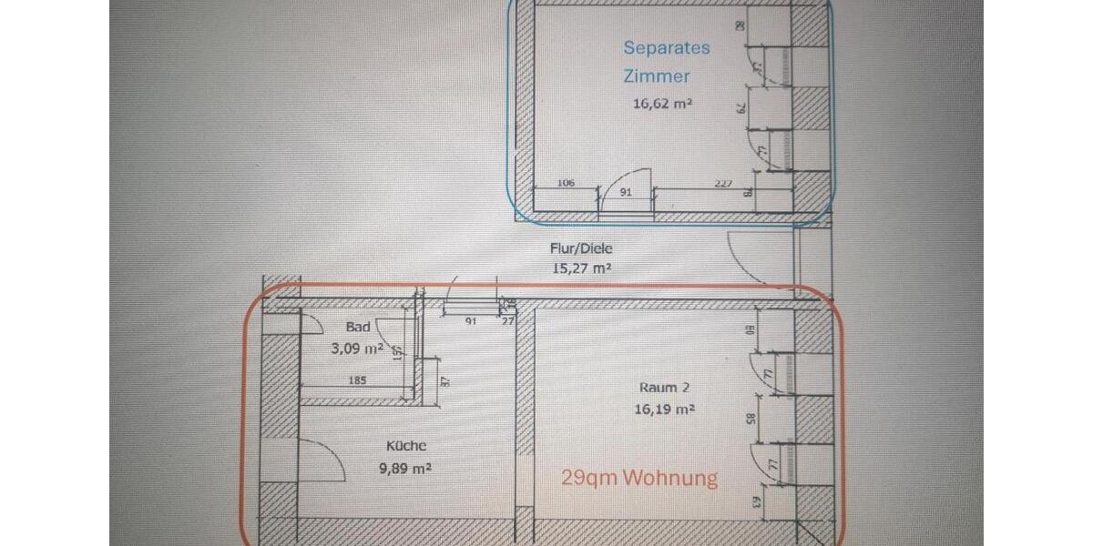 Erdgeschoßwohnung Altenberg - 1 Zimmer, 29 m&sup2;, 280&euro; | Angebot:26211131