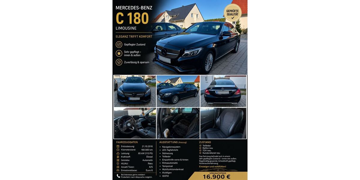 Mercedes-Benz C 180 160.000 km 14.490 &euro; Lehrberg 91611