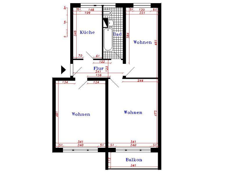 Etagenwohnung Thale - 2.5 Zimmer, 61 m&sup2;, 407&euro; | Angebot:24151785