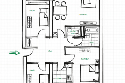 Schöne modernisierte Erdgeschoss – 4-Zimmerwohnung mit 79 m²