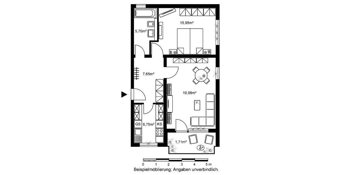 Etagenwohnung Friedrichsdorf Dillingen - 2 Zimmer, 57 m&sup2;, 798&euro; | Angebot:26862894