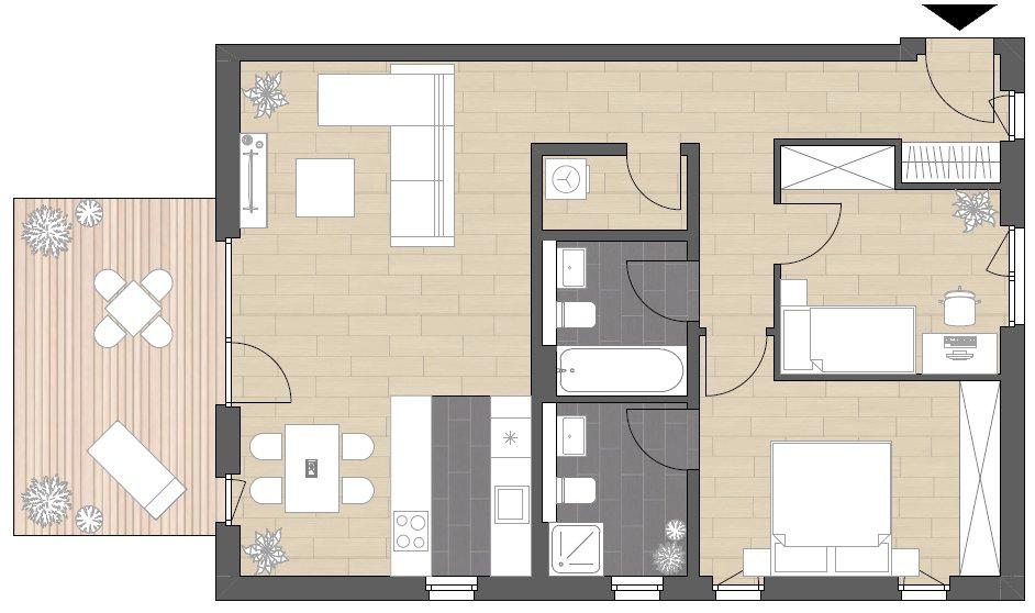 Terrassenwohnung Bad Kreuznach Bad Münster am Stein-Ebernburg - 3 Zimmer, 90 m&sup2;, 1.220&euro; | Angebot:26547138