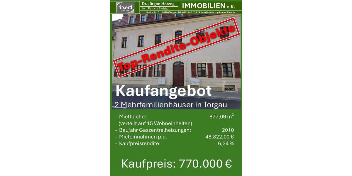 2 Mehrfamilienhäuser mit 15 Wohneinheiten, in Torgau 3 zimmer