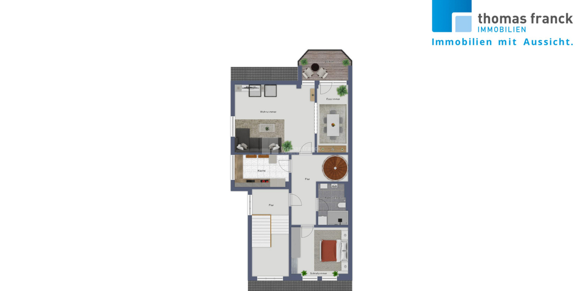 Wohnen wie im eigenen Haus: Lichtdurchflutete Maisonette mit USP und 180°-Schwerin-Panorama - Maisonettenwohnung Schwerin Friedrichsthal | Angebot:25637386