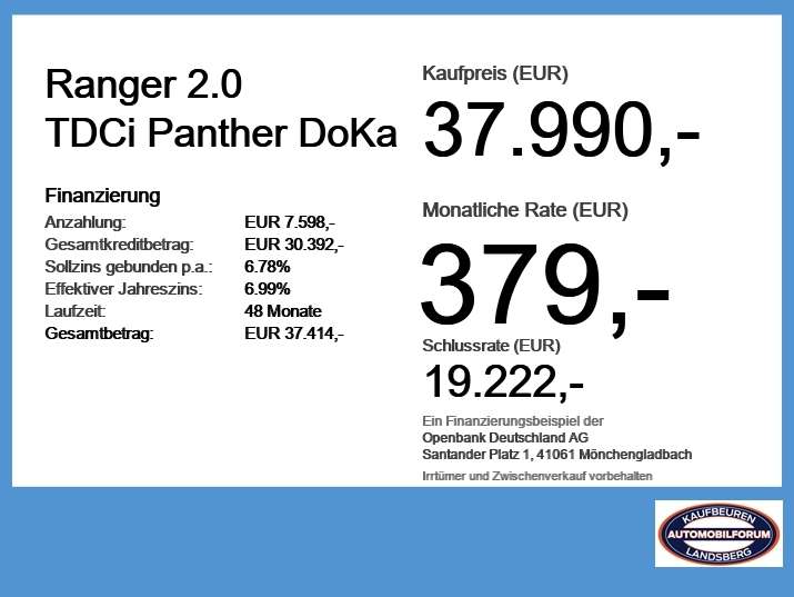 Ford Ranger 21.589 km 37.990 &euro; Kaufbeuren 87600