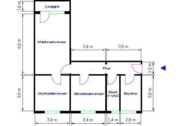 Etagenwohnung Magdeburg Neustädter See - 3 Zimmer, 66 m&sup2;, 369&euro; | Angebot:25613579