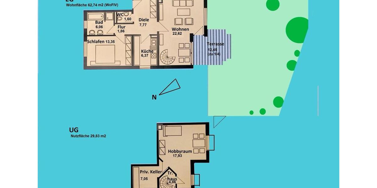 Erdgeschoßwohnung München Trudering-Riem - 2.5 Zimmer, 63 m&sup2;, 532.000&euro; | Angebot:27020755