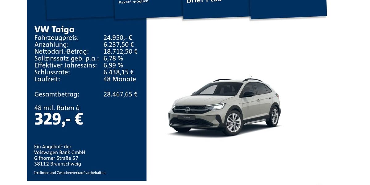 VW Taigo 6.033 km 24.950 &euro; Mosbach 74821