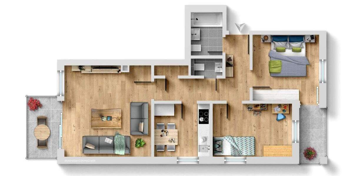 Etagenwohnung Bargteheide - 3 Zimmer, 72 m&sup2;, 259.000&euro; | Angebot:25801297
