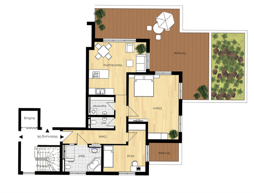 Moderne 3-Zimmerwohnung mit sonniger Terrasse und viel Tageslicht zimmer