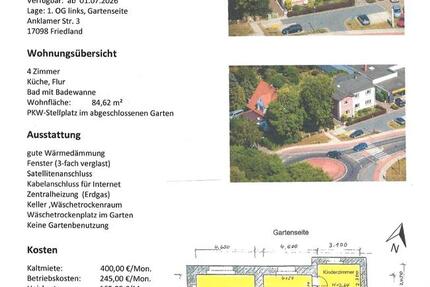 Wohnung Friedland - 4 Zimmer, 84 m&sup2;, 400&euro; | Angebot:25840932