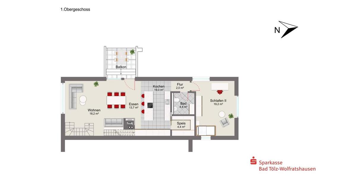 Maisonettenwohnung Bad Tölz - 4 Zimmer, 150 m&sup2;, 2.100&euro; | Angebot:26664845