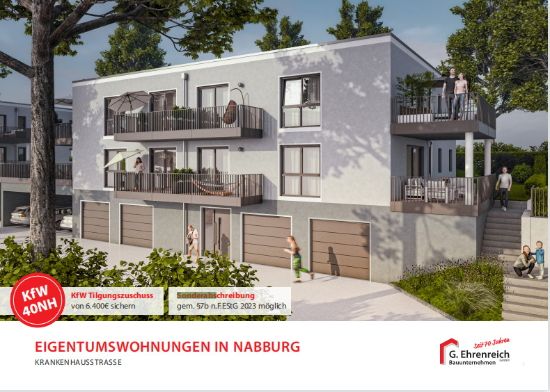 Herrliche neue Räumlichkeiten - Eigentumswohnungen in 92507 Nabburg, KfW 40 NH 2 zimmer