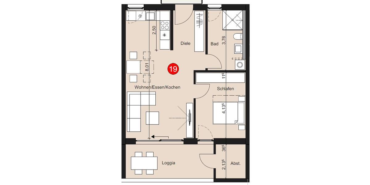 Etagenwohnung Günzburg - 2 Zimmer, 65 m&sup2;, 800&euro; | Angebot:25308060