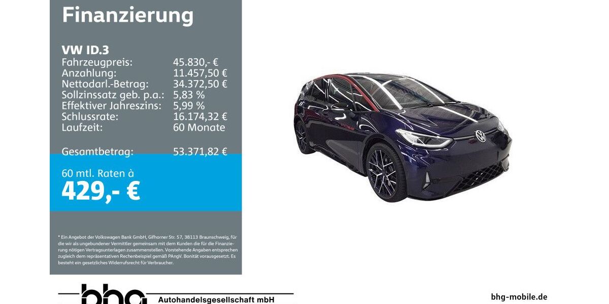 VW ID.3 6.619 km 45.830 &euro; Mössingen 72116