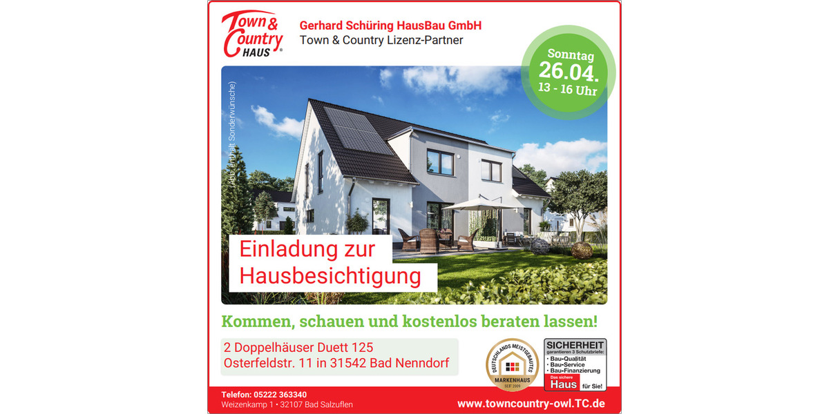Doppelhaushälfte Bad Nenndorf Waltringhausen - 5 Zimmer, 163 m&sup2;, 273.170&euro; | Angebot:26310030