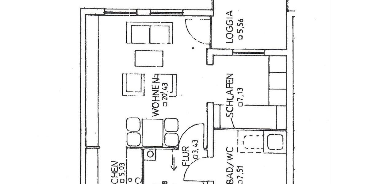 Etagenwohnung Schweinfurt Haardt - 2 Zimmer, 46 m&sup2;, 126.900&euro; | Angebot:26416008