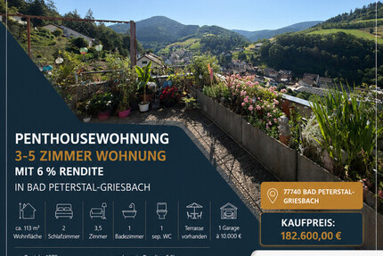 Sonnige Penthousewohnung mit Traumaussicht - Haus Bad Peterstal-Griesbach Griesbach | Angebot:27278631